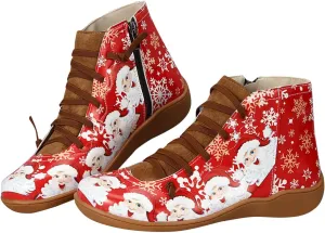 Comfortable Ankle Boots - Women's Vintage Walking Boots - Round Toe, Short Shaft