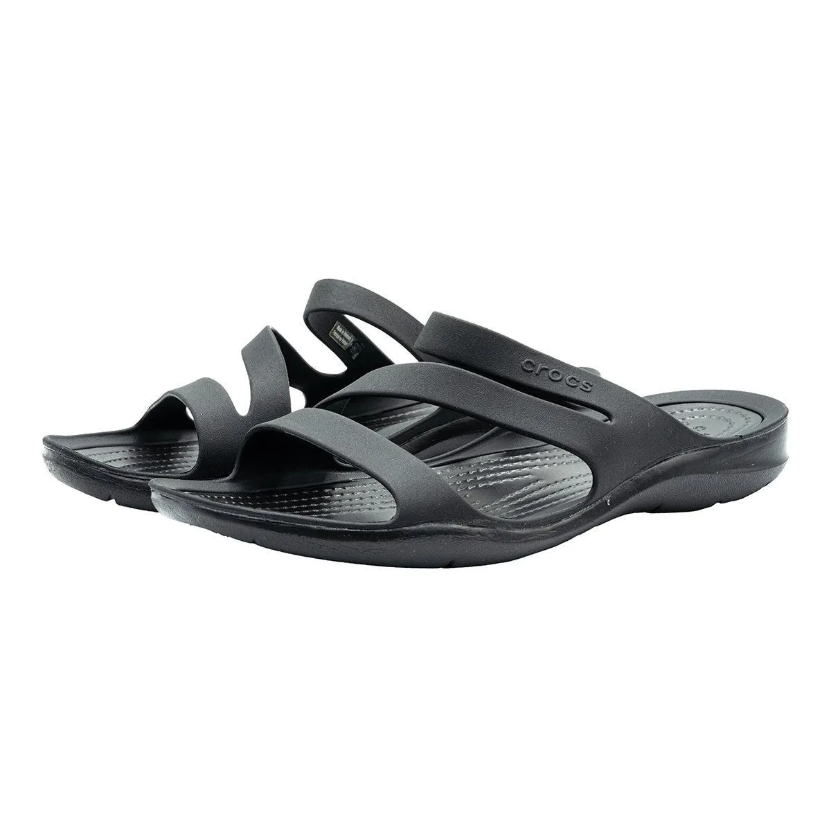 Crocs Swiftwater Gladiator Flat Sandals Rubber Black Colour For Women