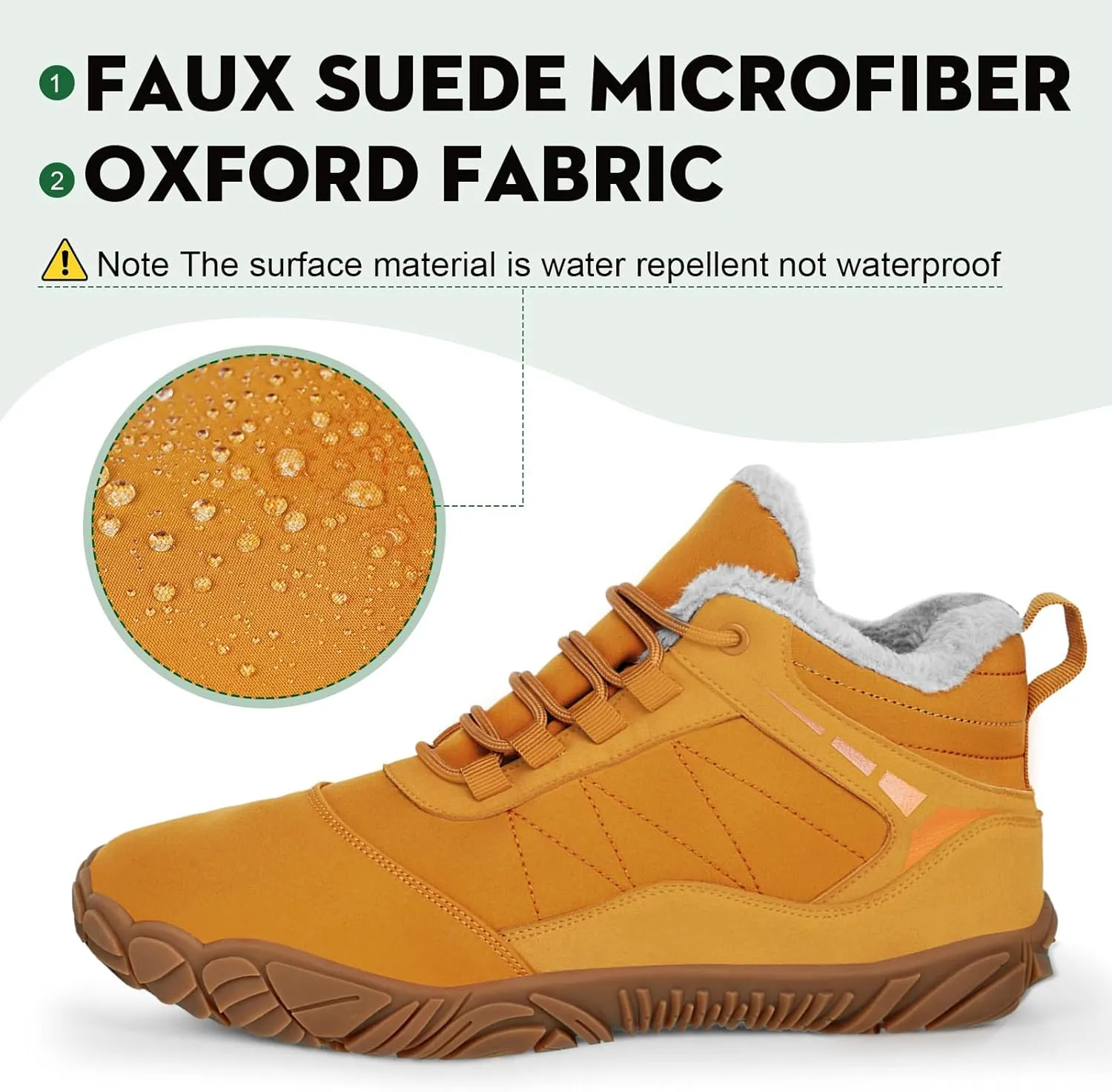 Hike Barefoot Boots Womens Mens Waterproof Fur Lined Winter Barefoot Shoes Minimalist Snow Boots Wide Toe Box Ankle Booties