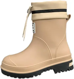jojomis Women Rain Boots Waterproof Non Slip Fashionable Mid Calf Garden Shoes for Trekking Hiking Outdoor Travel