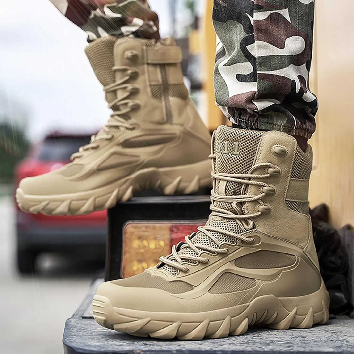 Men's Snow Boots Fully Fur Lined Mid Calf Winter Boots Lace Up Waterproof Non Slip Outdoor Lightweight Ankle Boots Work Trekking Hiking Boot