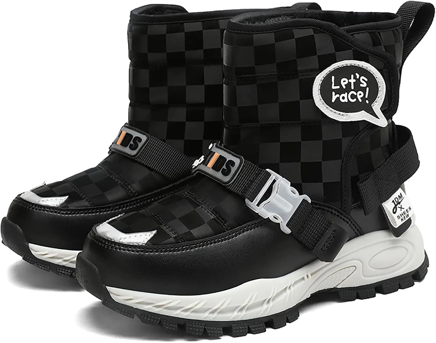 Mnplciea Kids Snow Boots Boys Girls Warm Fur Lined Winter Boots Outdoor Waterproof Slip Resistant Lightweight Cold Weather Shoes
