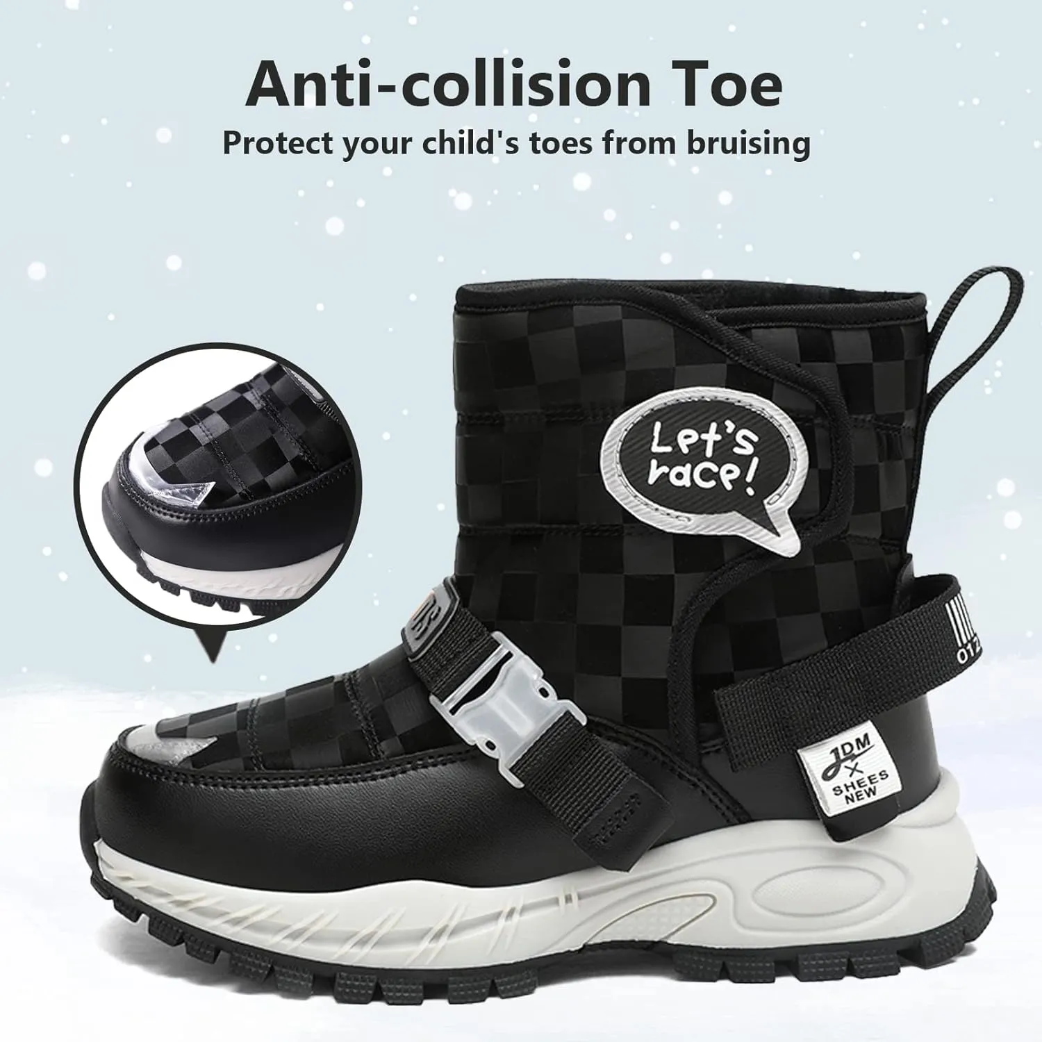 Mnplciea Kids Snow Boots Boys Girls Warm Fur Lined Winter Boots Outdoor Waterproof Slip Resistant Lightweight Cold Weather Shoes