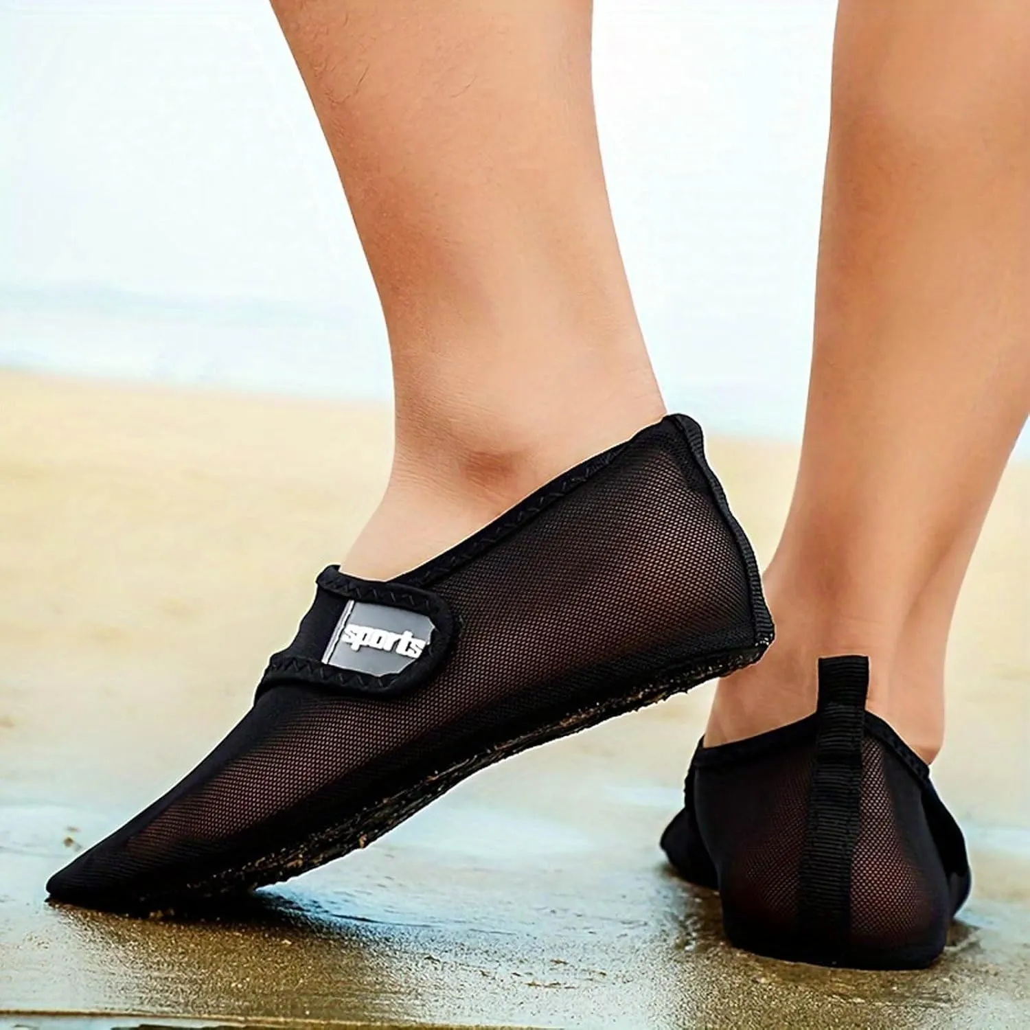 Water Sports Shoes Barefoot Quick-Dry Aqua Yoga Socks Slip on for Men Women with Adjustable Strap Summer Breathable Beach Walking Wading Surfing Diving Shoe Lightweight Travel Friendly Men Women