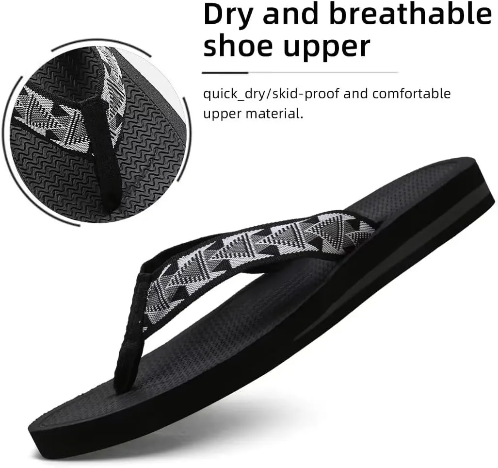 Women's Comfortable Casual Flip Flop, Slip Resistant Fabric Flip Flops for Indoor, Summer Waterproof Flat Thong Sandals for Beach, Pool, River